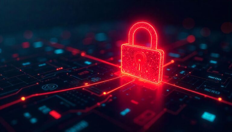 This captivating image, with the vibrant red lock symbol surrounded by a web of intricate connections, illustrates the "importance round the clock surveillance" in the cybersecurity domain, where specialized teams leverage advanced analytics and real-time threat intelligence to proactively identify and mitigate potential vulnerabilities.