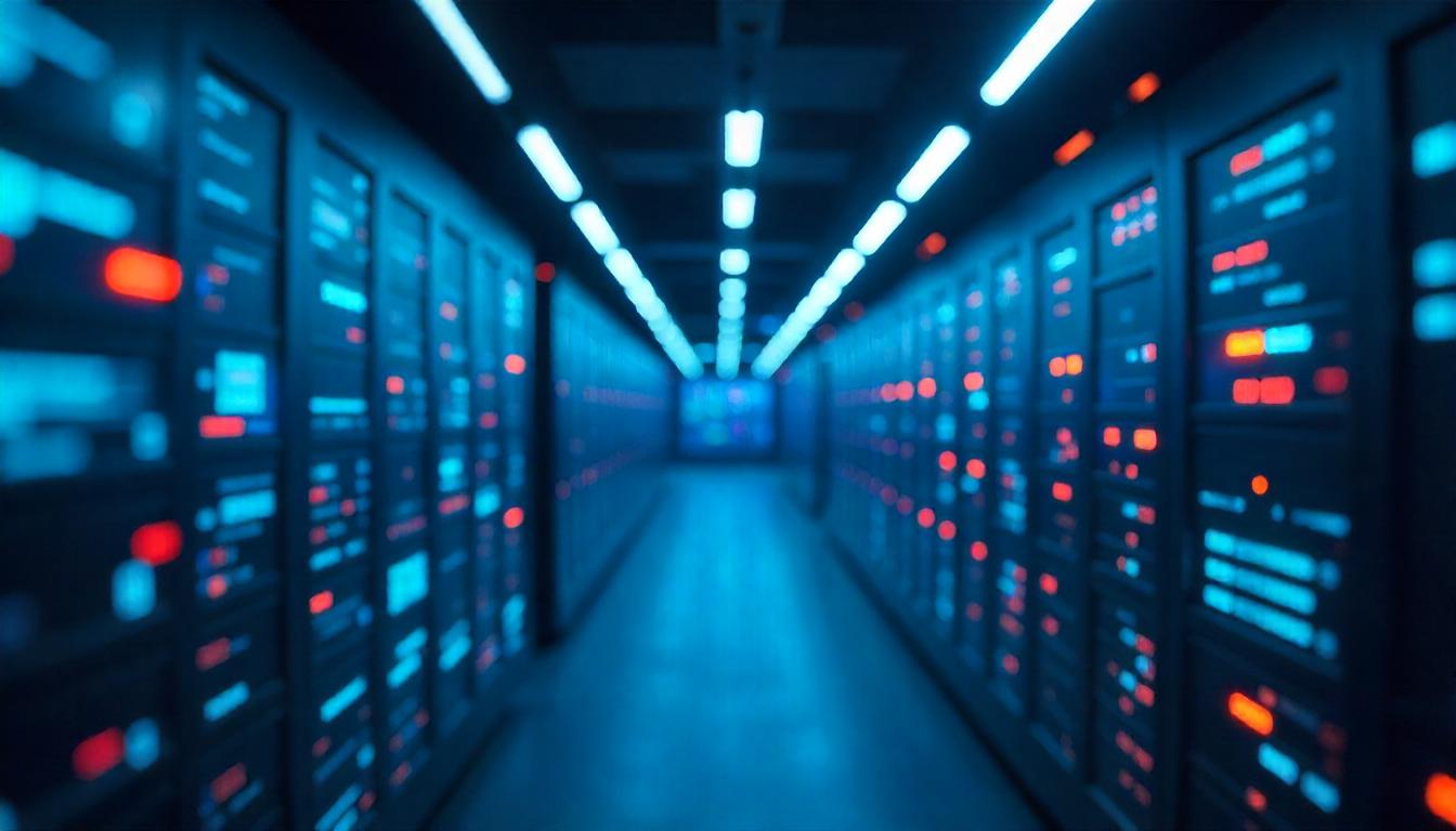 This expansive data center environment showcases the potential "Benefits of Outsourcing Cybersecurity" to a managed security service provider, who can efficiently maintain and monitor the complex infrastructure.