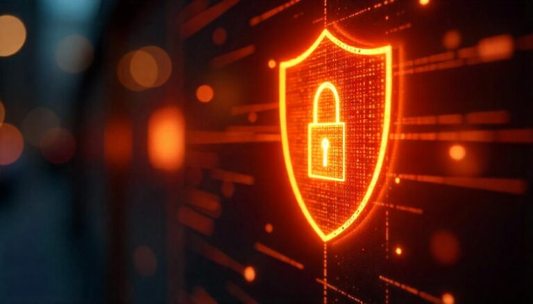 The captivating, luminous security shield at the center of this dynamic cybersecurity visualization exemplifies "why need 24/7 security monitoring" to provide comprehensive protection against a constantly evolving threat landscape, requiring persistent vigilance and rapid response capabilities within the Security Operations Center (SOC).