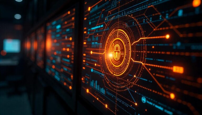 The complex digital interface displayed on the screen exemplifies the "Understanding the SOC Function", where security operations centers leverage advanced analytics and visualization tools to detect, investigate, and respond to cyber threats in real-time.