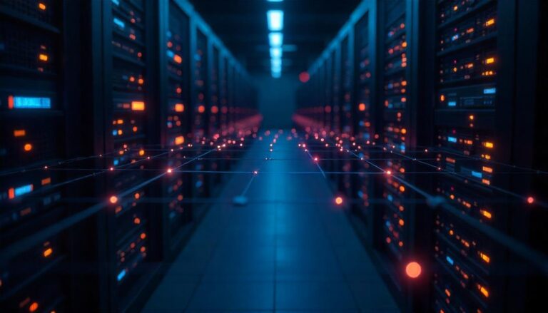 This visually captivating scene, featuring the vibrant, data-driven corridors of the data center, underscores the benefits of a flexible security service model. The fluid, interconnected nature of the pathways reflects the MSSP's capacity to seamlessly integrate its security services into an organization's existing infrastructure, providing comprehensive protection without disrupting critical operations.