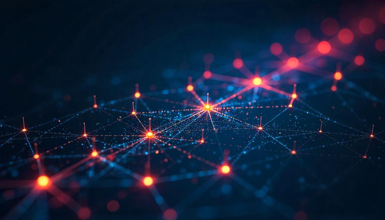 The intricate network of interconnected nodes and bright, dynamic points of light in this image represent the MSSP scalability advantages approach, where a robust, flexible infrastructure can effectively monitor and secure diverse, complex environments.