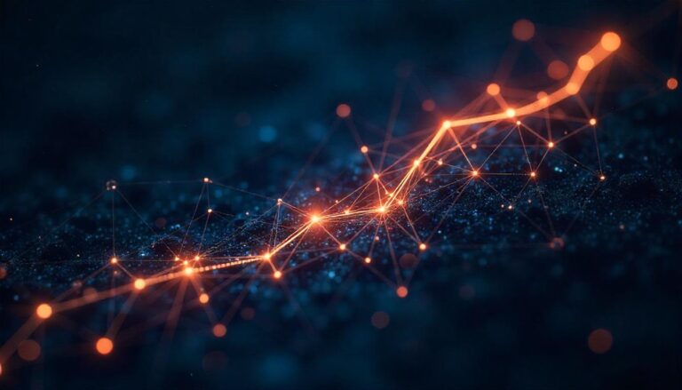 The intricate web of interconnected, luminous nodes in this image represents the ability to scale security operations easily, where a flexible, dynamic network of monitoring and response capabilities can adapt to the evolving demands of complex, diverse infrastructure.