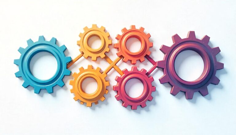 The colorful gears symbolize the interlocking components of the MSSP shared responsibility model. The different-colored gears represent how the Managed Security Service Provider and the client work together, each contributing unique capabilities and responsibilities to form a cohesive, well-functioning security infrastructure.