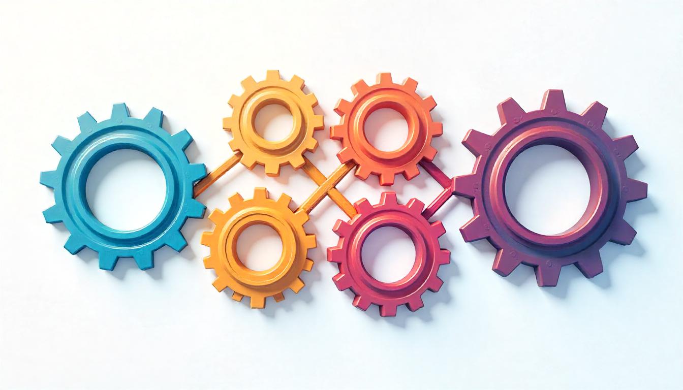 The colorful gears symbolize the interlocking components of the MSSP shared responsibility model. The different-colored gears represent how the Managed Security Service Provider and the client work together, each contributing unique capabilities and responsibilities to form a cohesive, well-functioning security infrastructure.