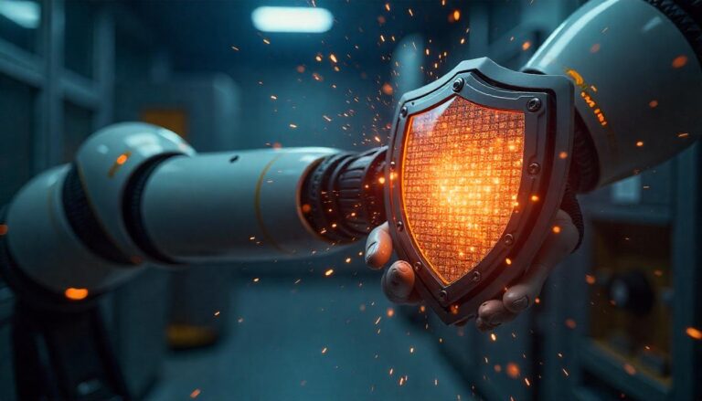 The striking image of the industrial grinder spewing forth a shower of sparks conveys the urgent need for "managing off hours security alerts" in high-risk environments, where real-time monitoring and rapid response capabilities are critical to mitigate potential dangers or breaches.