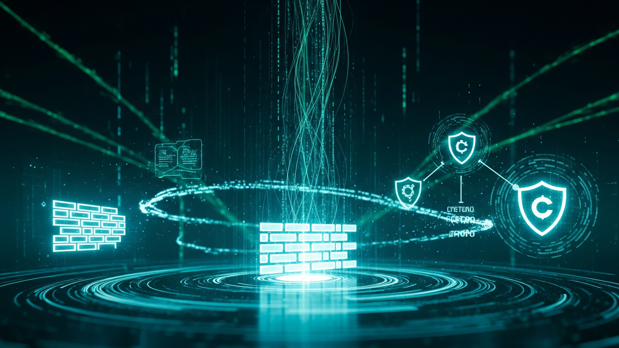 Conceptual digital firewall image representing enhancing threat detection capabilities through automated scanning and layered security.