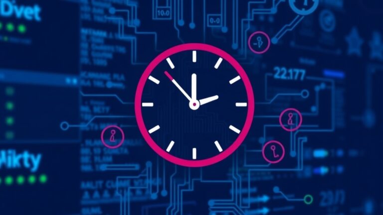 "Graphic illustrating a clock on a circuit board, representing 24/7 SIEM monitoring benefits for security."