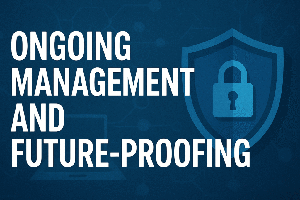 A graphic highlighting the importance of ongoing management and future-proofing for firewall solutions, emphasizing security and growth.