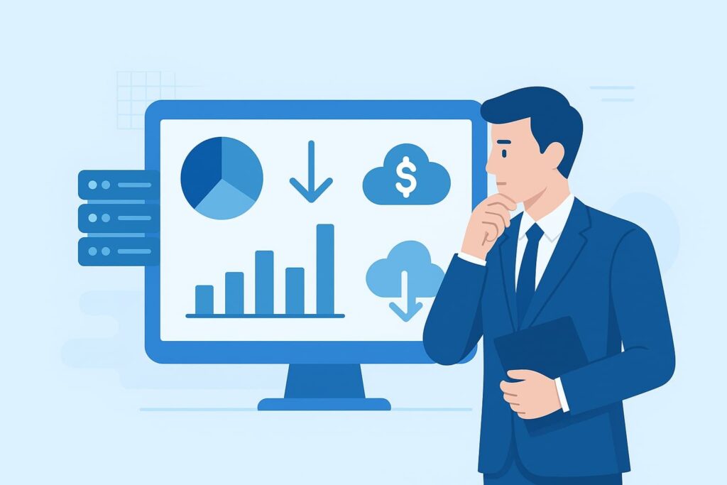 A professional analyzing data on a screen, illustrating the benefits outsourced log collection retention.