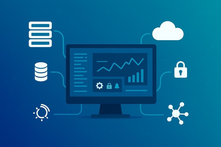 Illustration of a computer screen displaying data analytics, representing finding events log analysis.