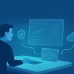 Cybersecurity analyst reviewing benefits of curated threat intelligence feeds on glowing digital dashboards.
