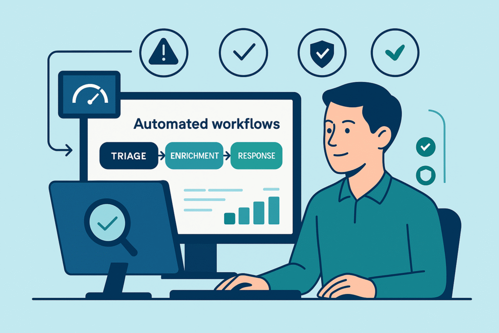 Managed SOAR platform benefits that boost your SOC: analyst monitoring automated triage, enrichment, and response workflow