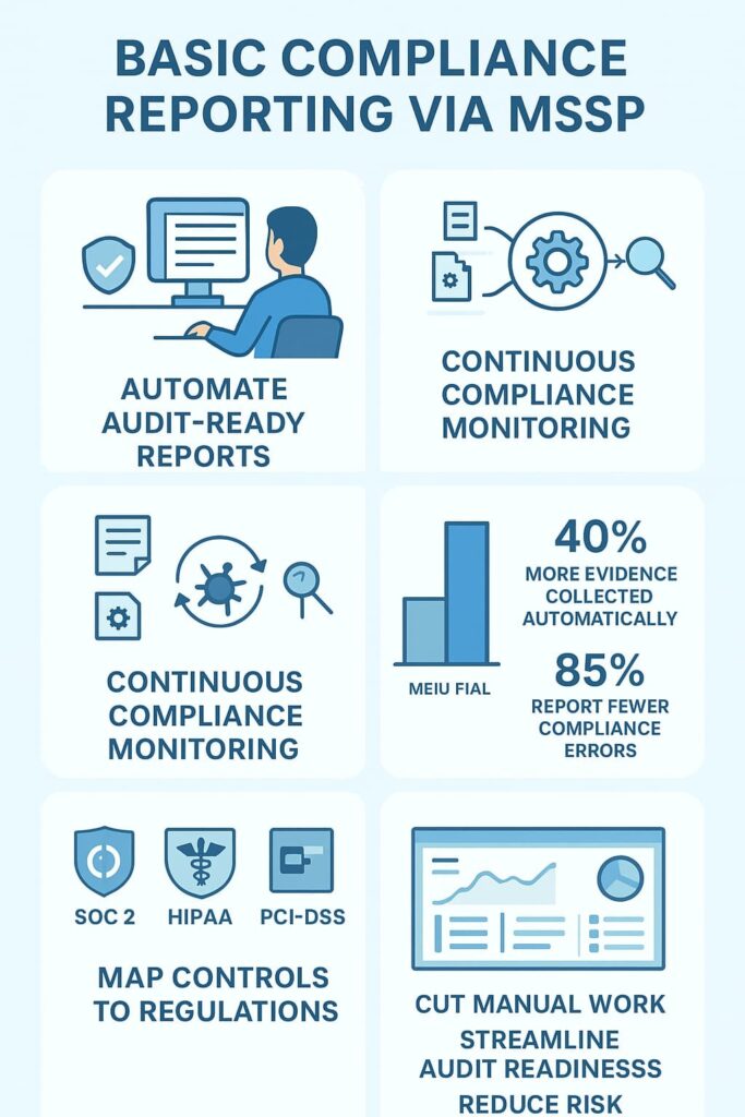 Basic compliance reporting via MSSP and monitoring through a managed security service provider (MSSP) to streamline audit readiness and reduce risk