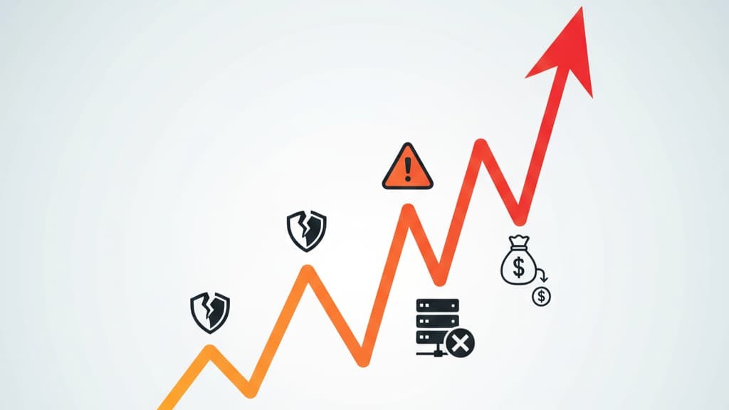 Illustration of an upward trend with icons representing security and financial growth, related to managed DFIR retainer service.