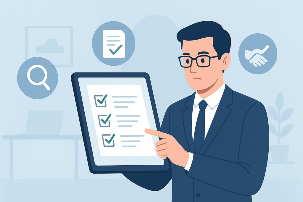 MSSP professional reviewing digital checklist on tablet, focusing on satisfying auditor requirements MSSP for compliance.