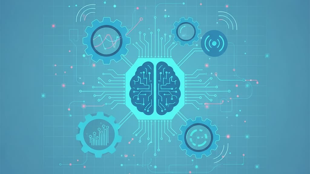 A digital brain surrounded by gears and data graphs, symbolizing proactive threat hunting services.