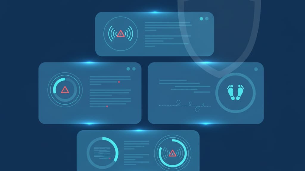  Illustration of data displays highlighting managed threat hunting benefits in cybersecurity.