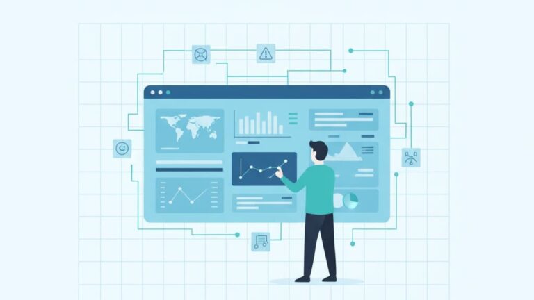 Analyst reviewing dashboards and charts on a digital screen for threat hunting platform management in a modern tech environment.