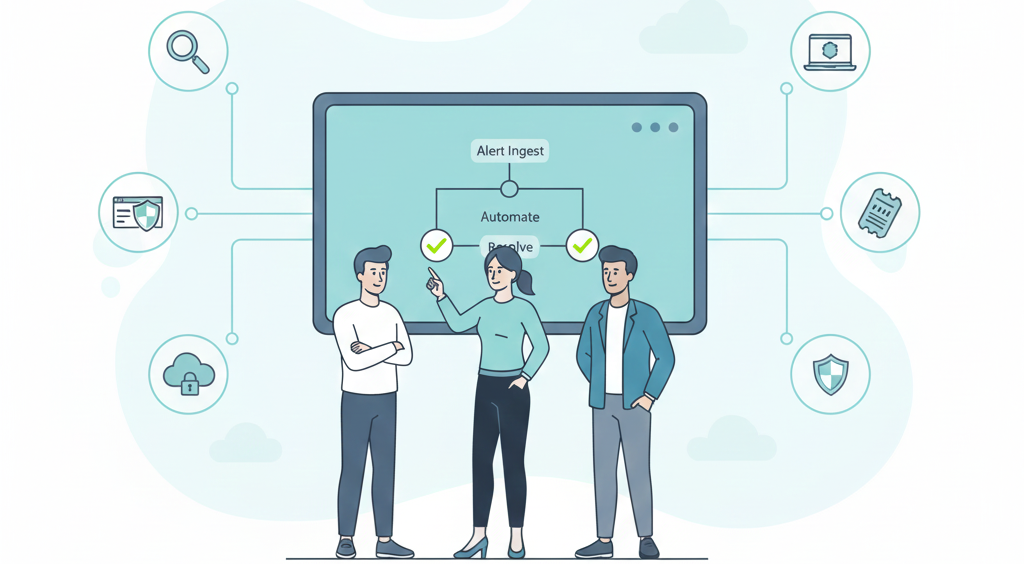 During the process of choosing soar solution provider, a team may sit together to talk through features of a security operations and incident response solution.