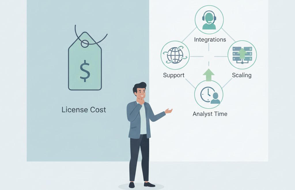 Choosing soar solution provider involves considering key factors like license cost, integrations, support, and scalability when evaluating different SOAR platforms.