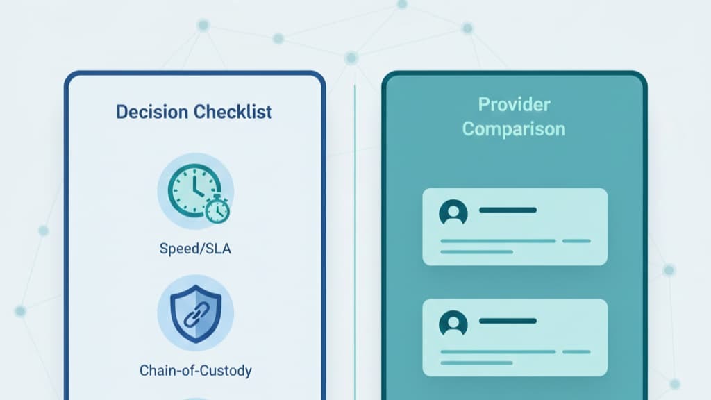 Checklist and comparison for choosing DFIR provider in Fullerton, highlighting speed and chain-of-custody factors