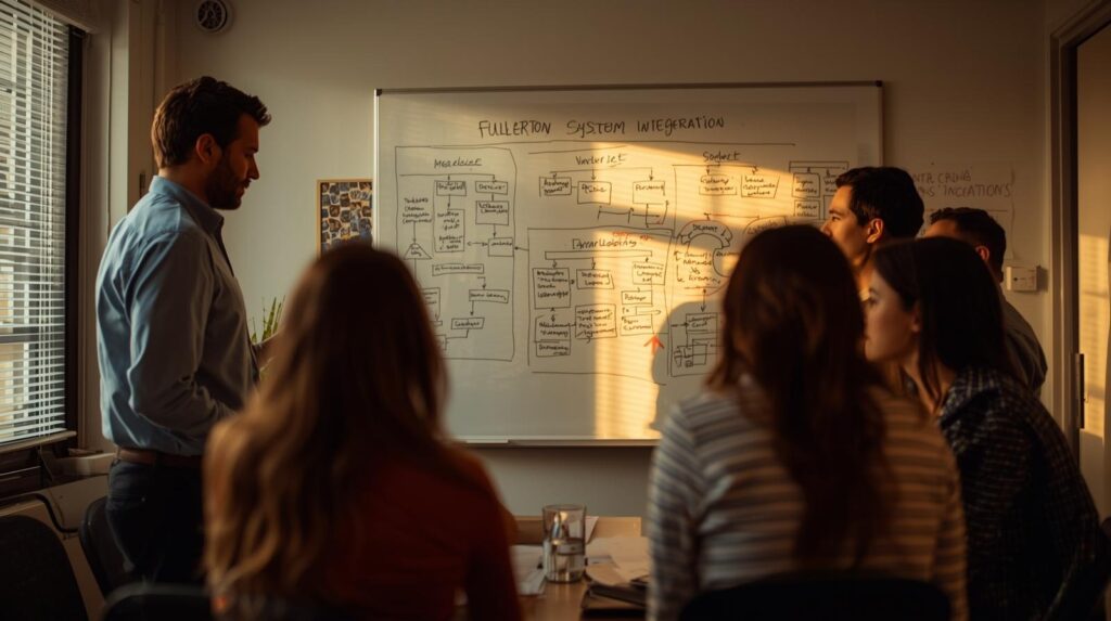 Team collaborating on SOAR implementation consulting service in Fullerton system integration planning