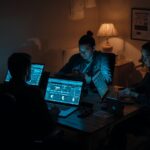 Security team applying managed dlp service explained principles while monitoring data protection at night