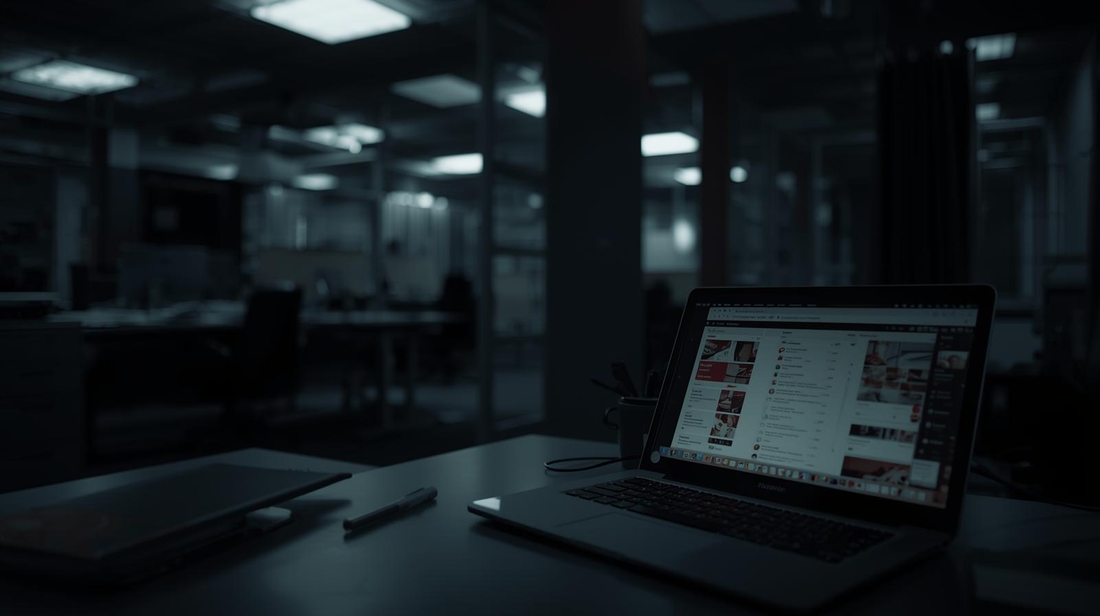 Unattended laptop in office highlighting importance of preventing sensitive data exfiltration through access control