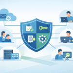 Managed IAM support services shown as layered IAM integration from identity systems to business applications