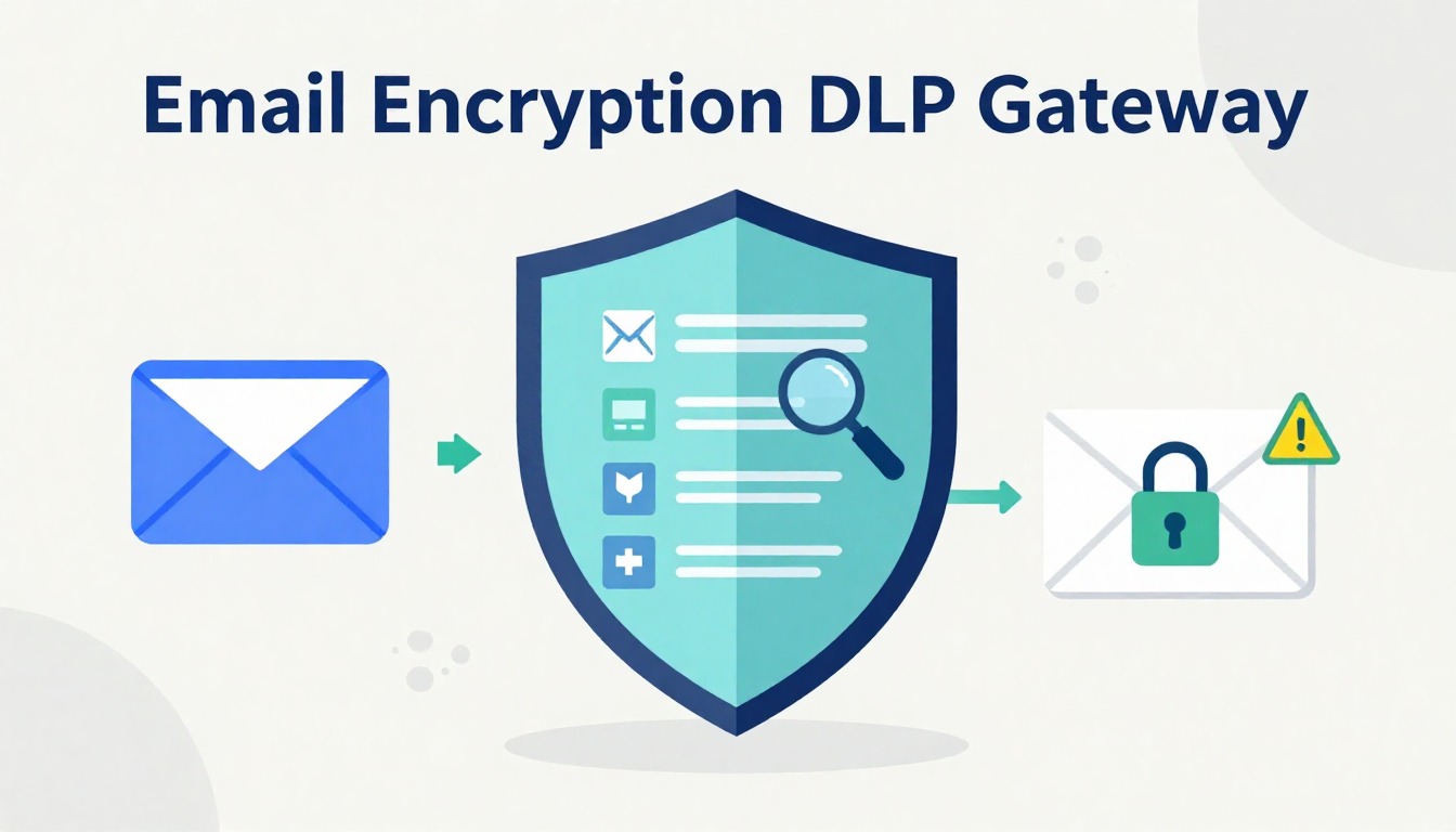 Email encryption DLP gateway scanning and encrypting outbound emails to prevent data leaks