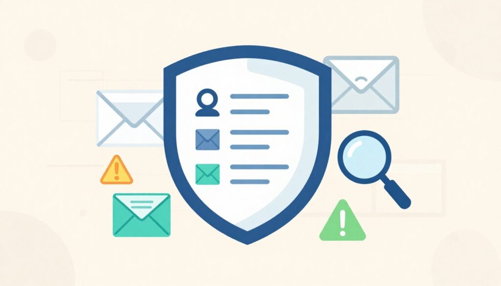 Visual of email encryption DLP gateway reviewing emails for risk, policy checks, and protection