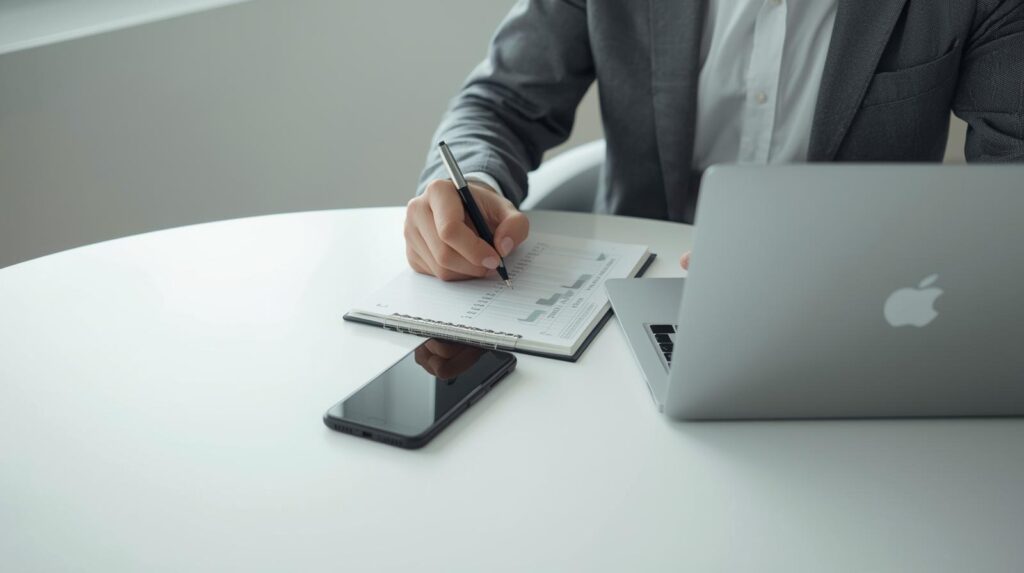 Business professional analyzing reports and data for user access review support compliance documentation purposes