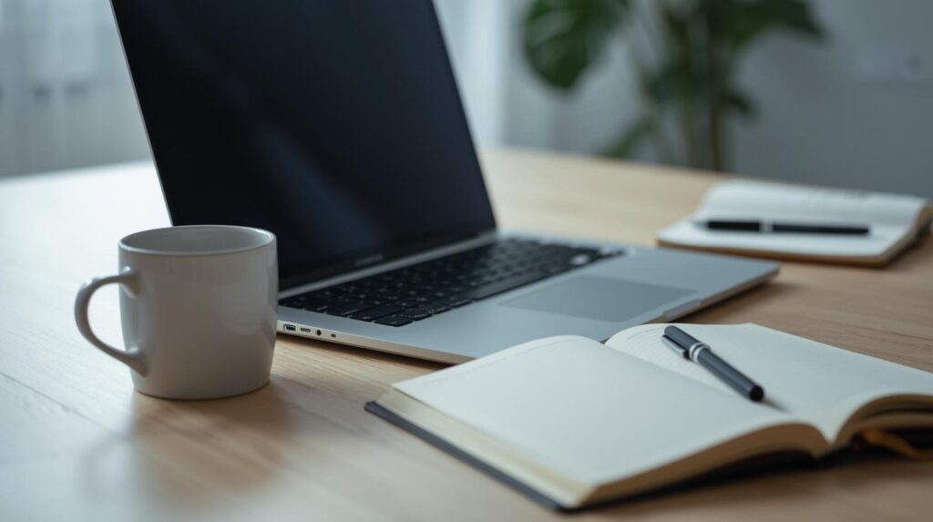 Clean workspace with laptop and notebook for managing Managed Web Application Firewall (WAF) security configurations