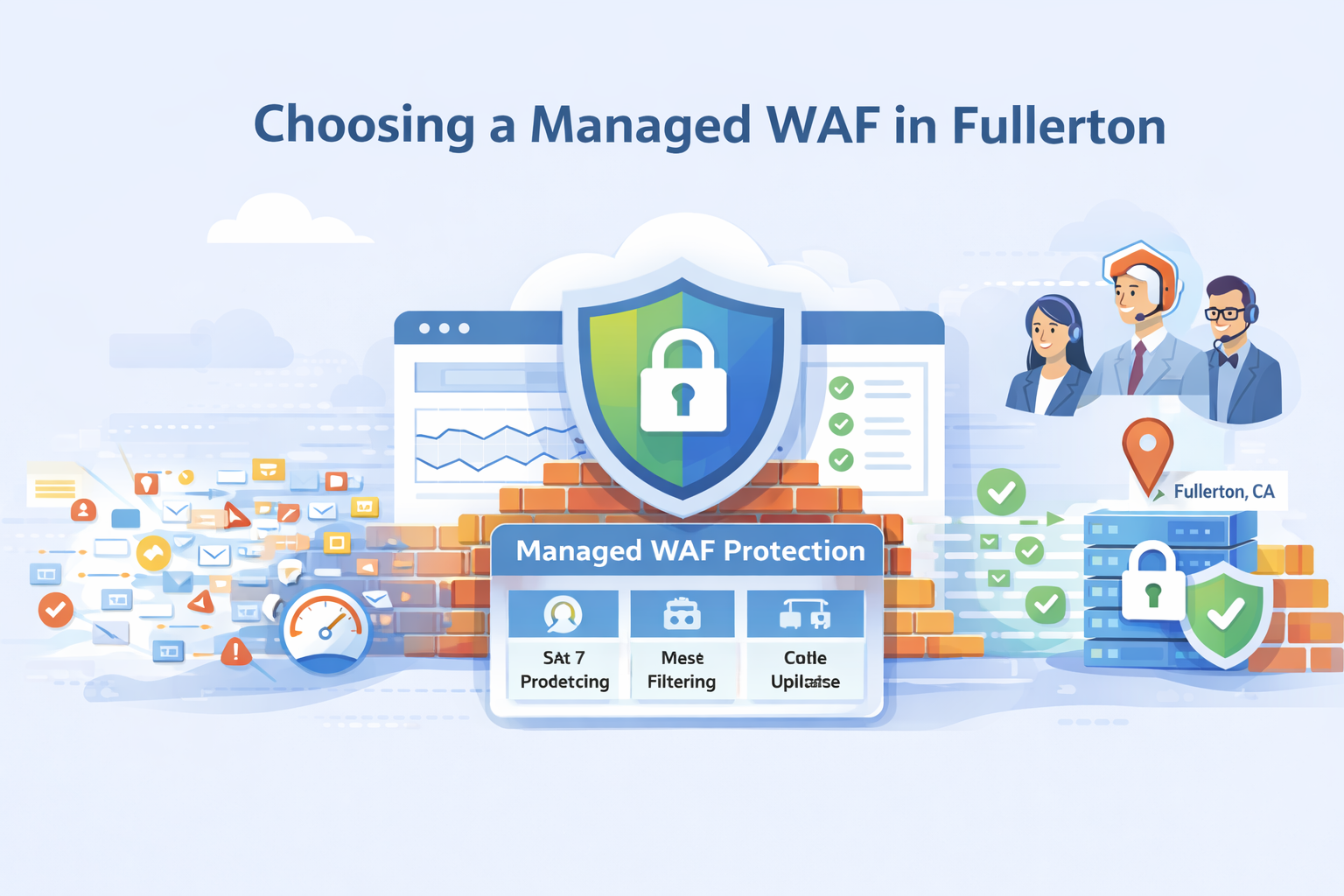 Choosing manage WAF provider in Fullerton with secure firewall filtering threats before reaching protected servers