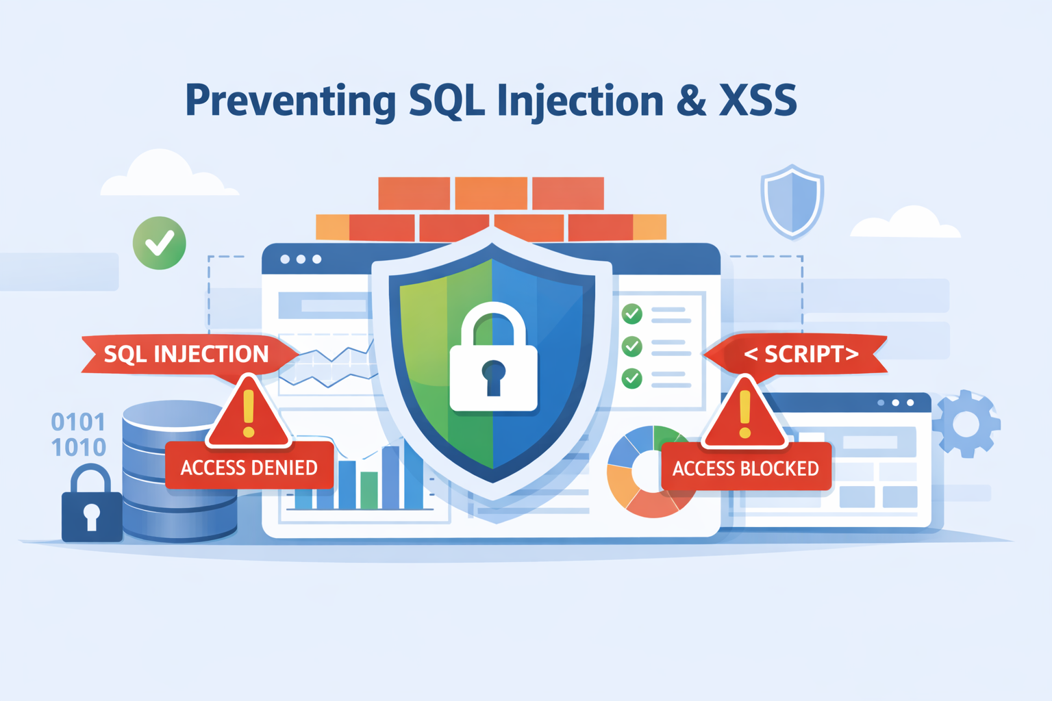 Preventing SQL Injection XSS Attacks through layered protection for databases and browser applications