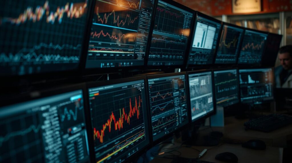 Multiple screens displaying visibility into OT network traffic with real-time analytics and monitoring data