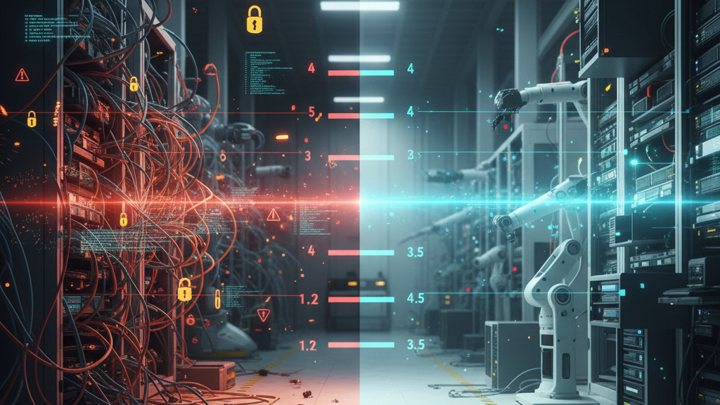 purdue model security monitoring dashboard overseeing industrial machines with real time threat detection and segmentation