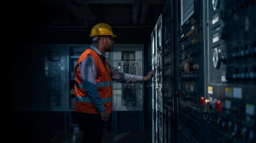 Industrial operator ensuring compliance requirements OT security (nerc cip) at electrical control panel