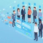 Diverse team forming a shield to show ongoing security education reinforcement against digital threats.