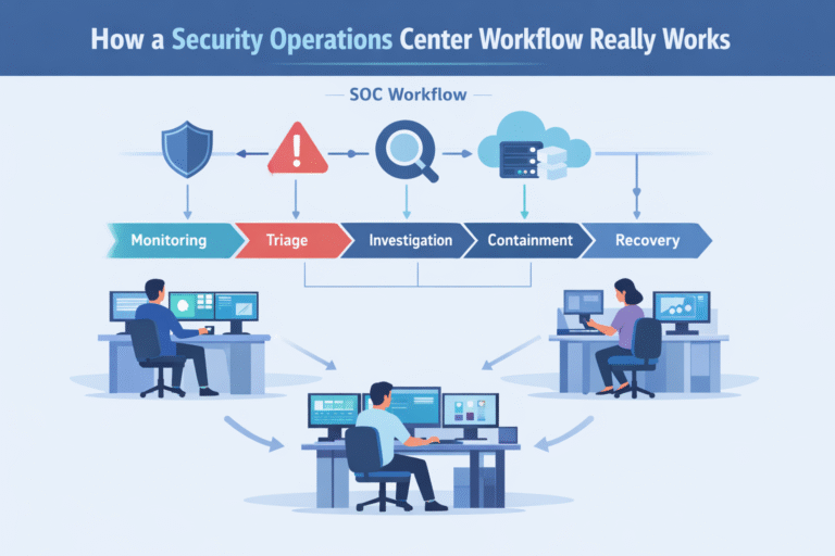 Clean Security Operations Center workflow diagram showing structured incident response flow.