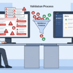 A flowchart illustrating common security alert validation techniques, including cross-referencing log data, checking threat intelligence feeds, and performing behavioral analysis to confirm a breach.