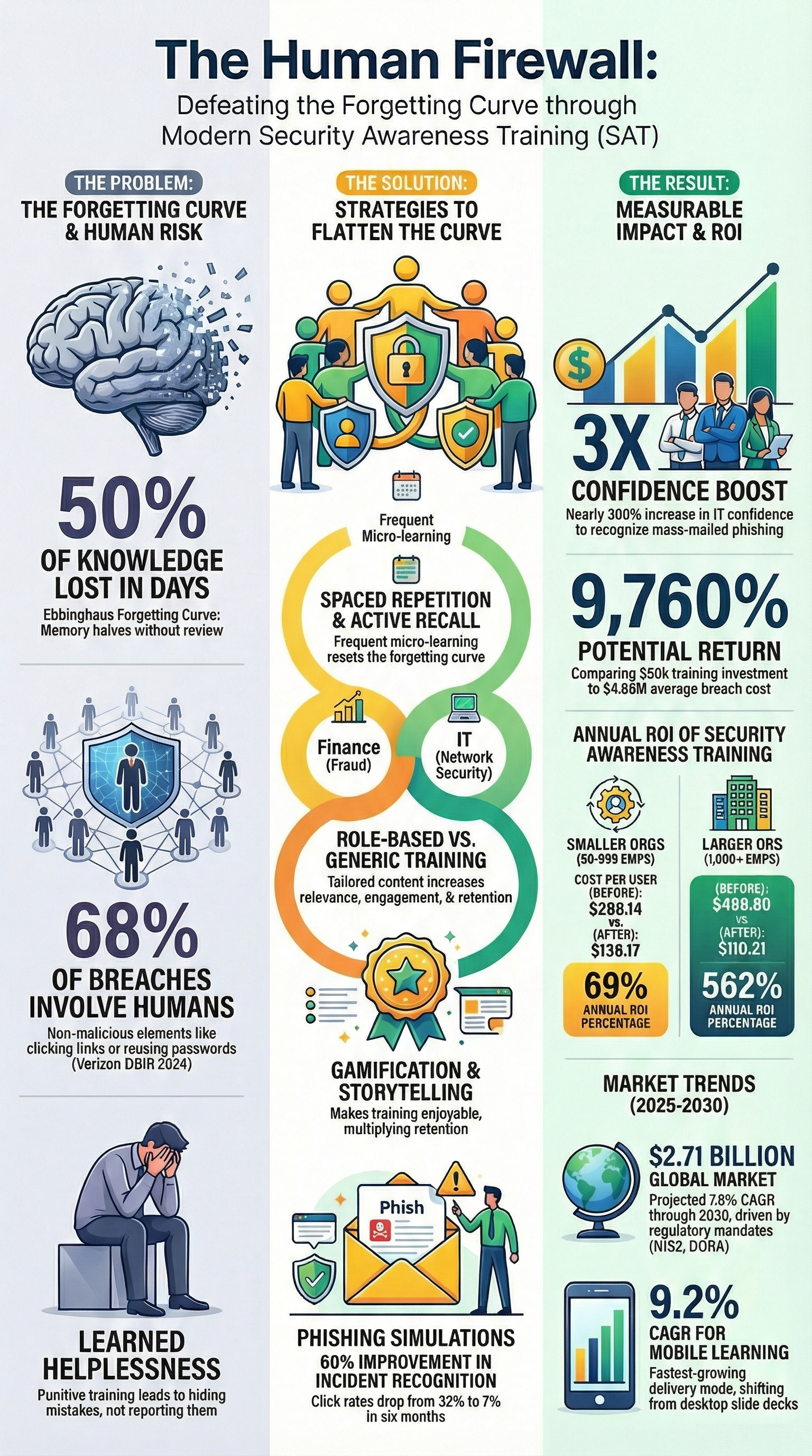 Managed security awareness training program showing employees protected from phishing through continuous learning and reporting
