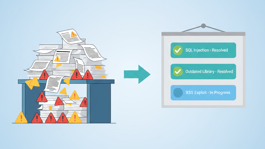 Prioritizing pen test findings remediation visual funnel sorting security risks by severity and impact