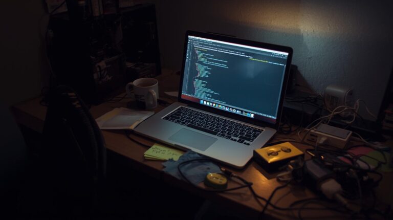 Laptop with code on desk showing protecting websites owasp top 10 implementation in development environment