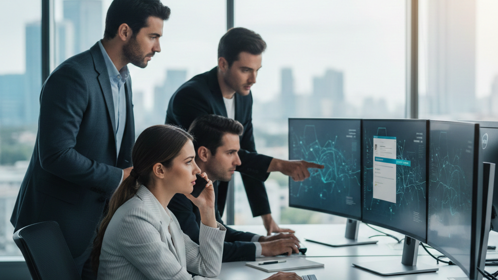 An IT professional conducting a training session on reducing human error risk security for office employees.