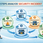 Infographic illustrating five steps analyze security incident, including detection and root cause.