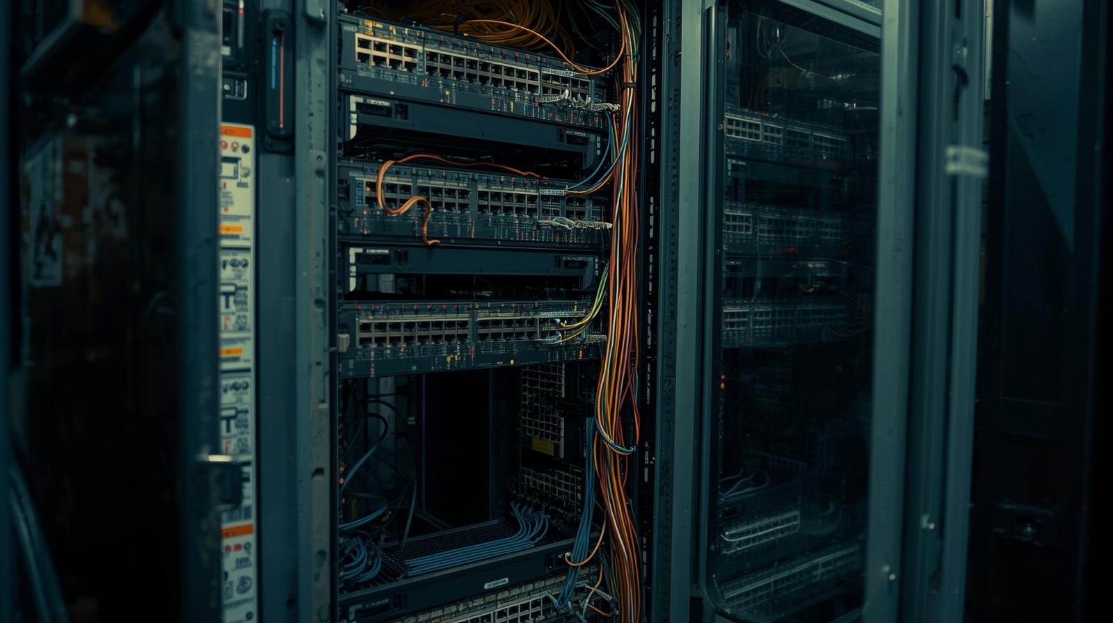 Network server rack infrastructure enabling visibility into OT network traffic in industrial data center