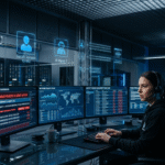 Security analyst monitoring agentic AI insider threats in cybersecurity operations center