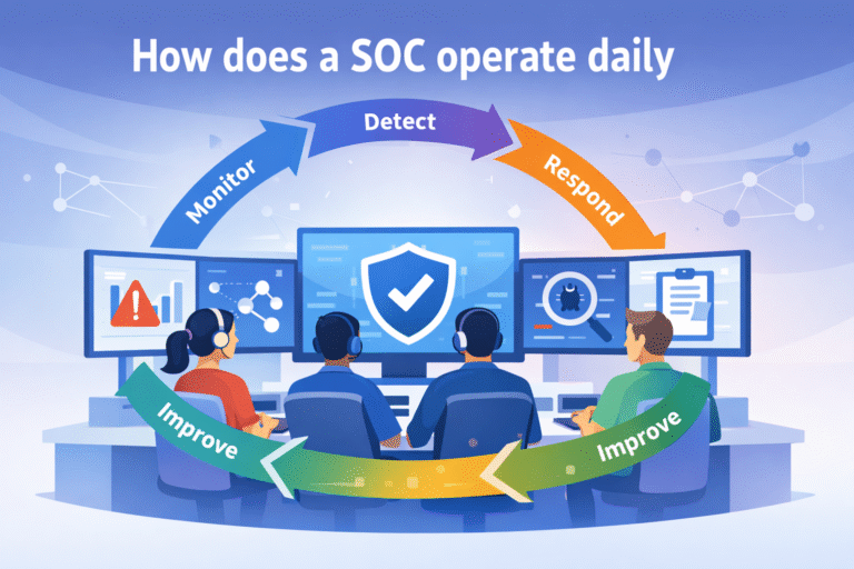 Team-based visual of how does a SOC operate daily inside a collaborative SOC environment